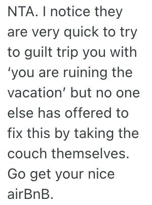 Screenshot 2025 06 14 at 1.34.27 PM She Was Told She And Her Boyfriend Would Have To Sleep On A Pullout Couch On A Family Vacation, So She Wants To Book A Separate Airbnb To Be Comfortable